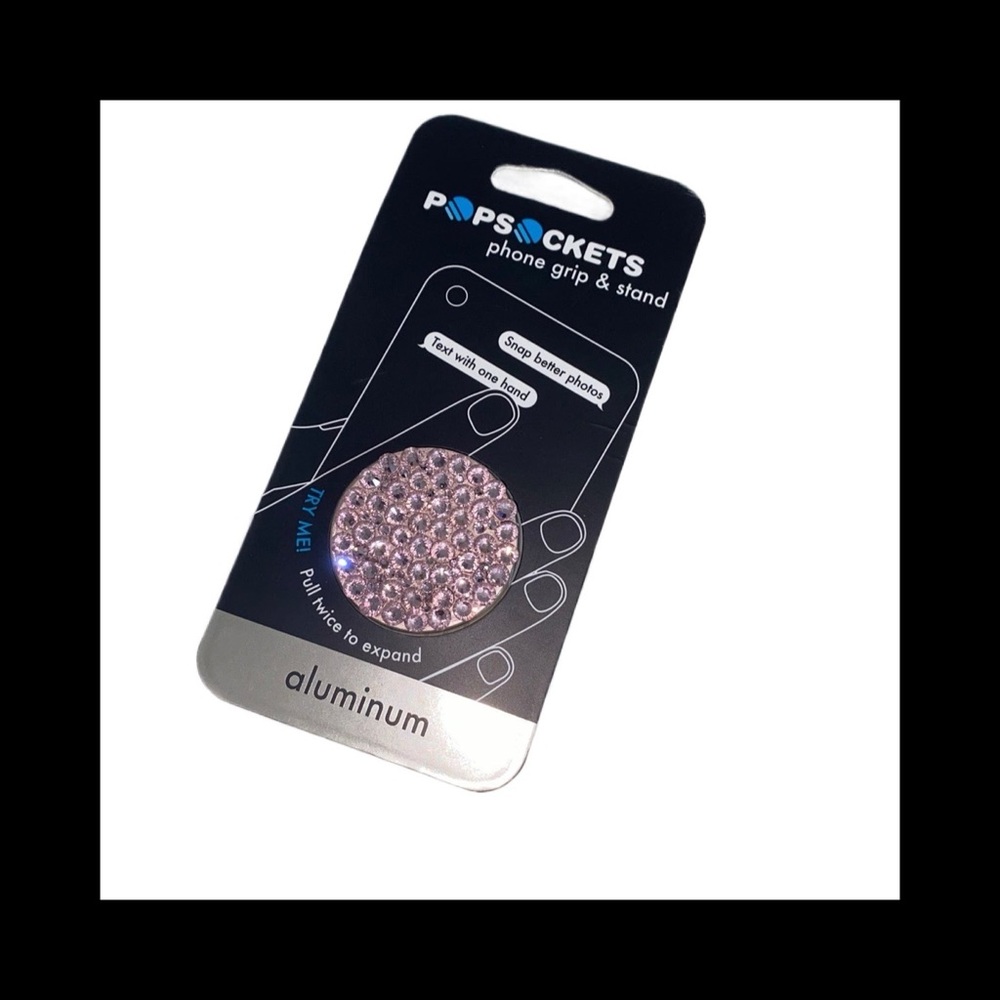 Luxe Crystal Light Rose Pink PopSocket Phone Holder Grip New
